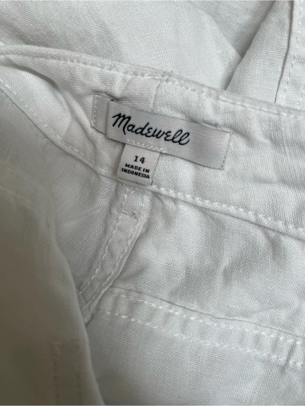 Madewell The Zoe Relaxed Wide Pant in 100% Linen Size 14 in Salt White - Picture 7 of 12